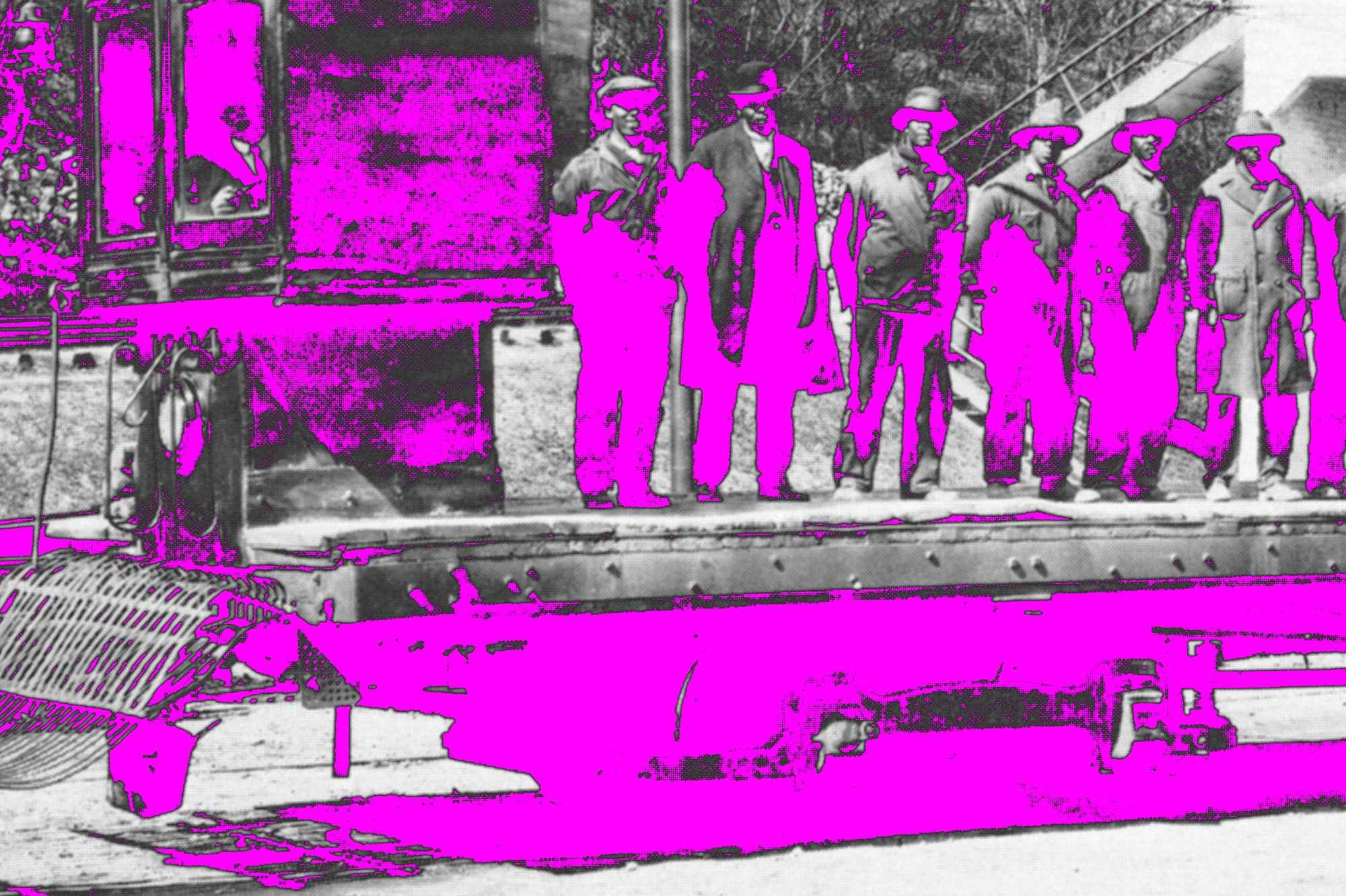 Value 1 of six, the darkest, picked out in magenta: every part of the photograph that gets the same paint